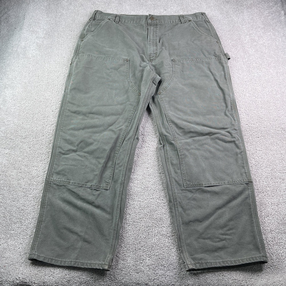 Vintage Carhartt Pants Mens 42x30 Green Double Knee Canvas Duck USA Y2K B136